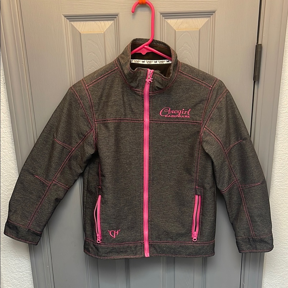 Cinch Gray and Pink Puffer Jacket Sporty Design